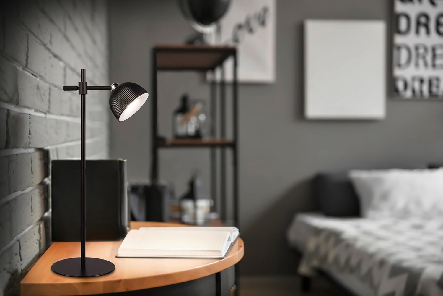 Maxima LED Lamp on a desk using the table stand.