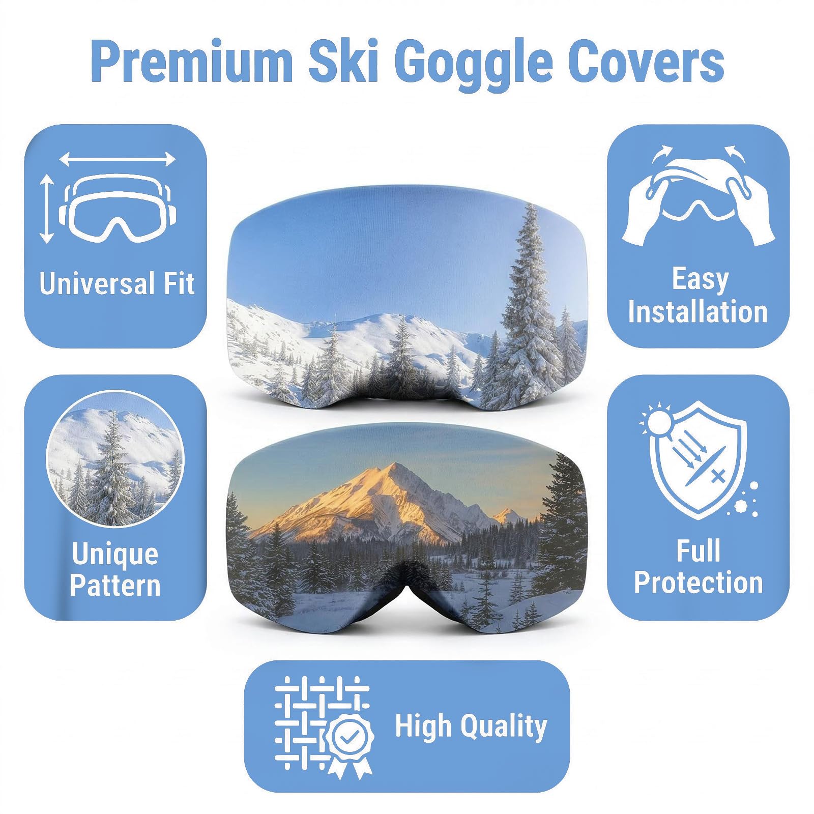 Housses de Protection pour Lunettes de Ski Lot de 2, résistantes à l'impact et à l'eau, avec Fermeture éclair