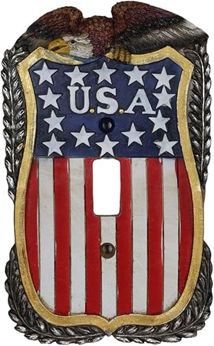 Ebros Gift Juego de 2 unidades de águila calva americana patriótica del oeste en bandera de Estados Unidos vintage, estrella con lentejuelas de