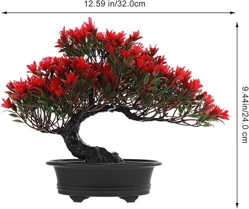 Miniatura 2 de Happyyami Árbol bonsái artificial, rojo, plástico, 32X13CM