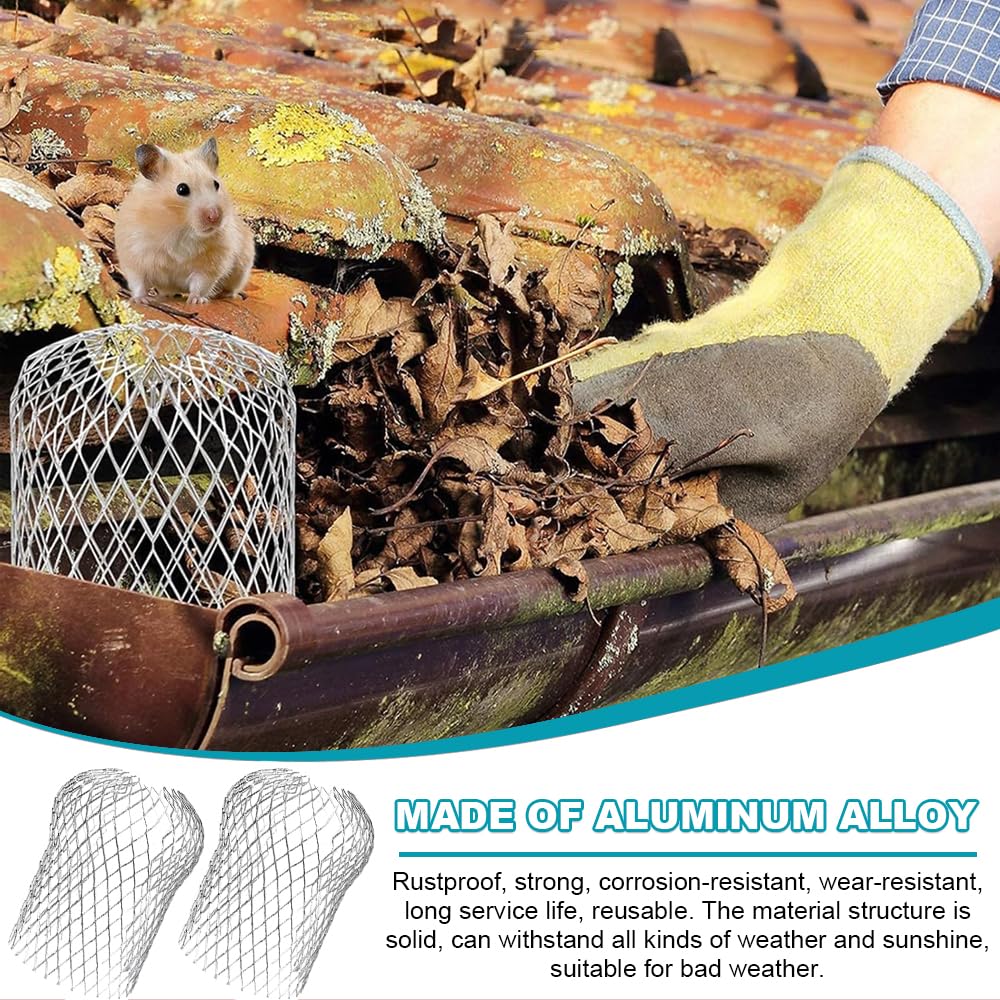 4pcs Gutter Guard, Downpipe Leaf Guard, Gutter Mesh Pipe Protectors Leaf Guards for Guttering Downpipe, Silver - Image 3