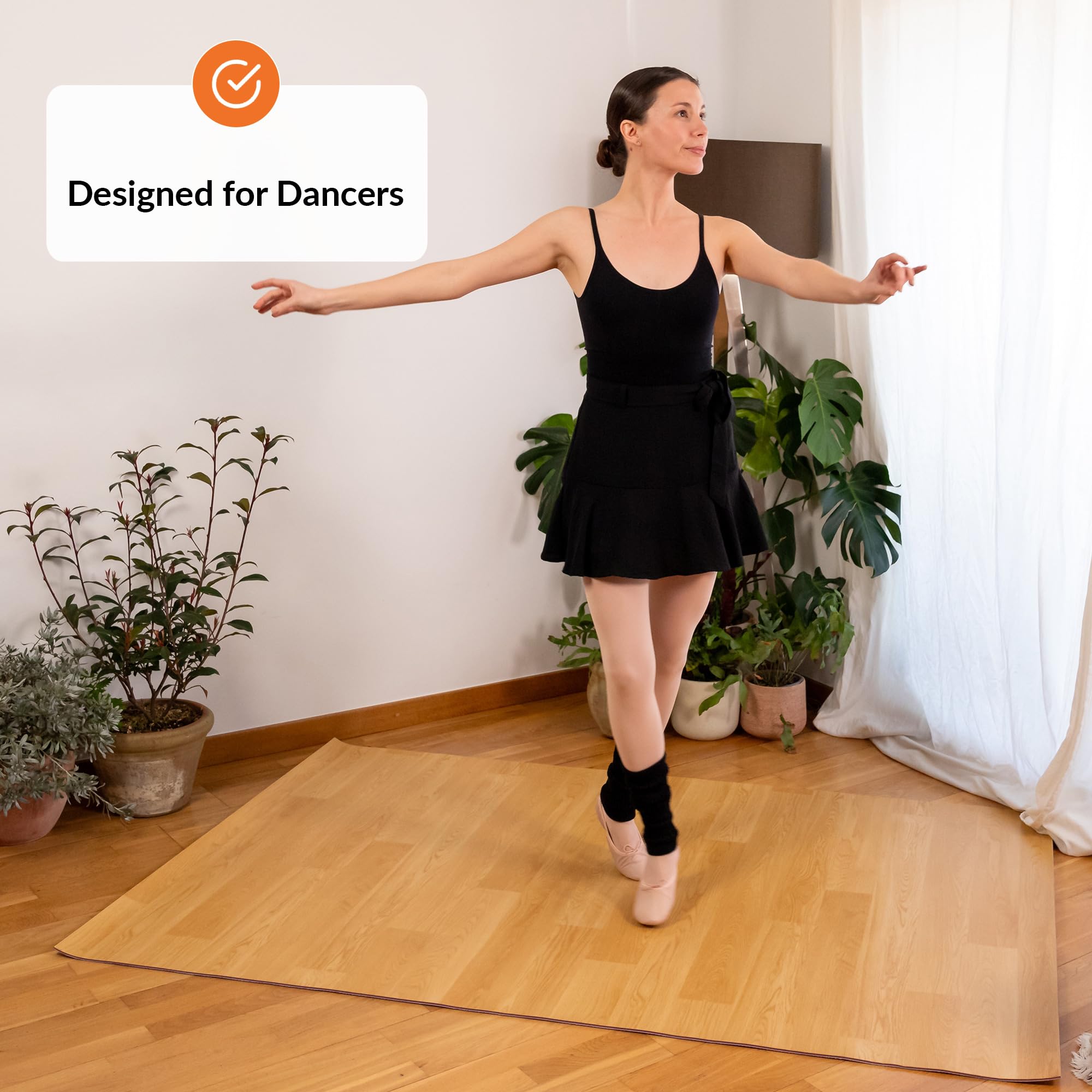 Marley Dance Floor for Home & Studio | 4 Ft x 6 Ft | Portable Dance Floor Mat for Ballet, Tap, Irish Dancing & More| Roll-Out Vinyl Flooring for Dancers | Marley Flooring | 5MM Thick & Non-Slip