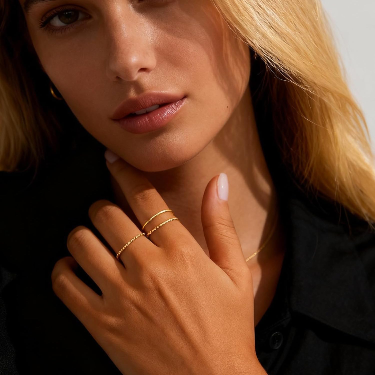 HUASAI Gold Stackable Rings Thumb Rings Knuckle Statement Ring Wedding Engagement Ring Trendy Jewelry Gifts Women - Image 4