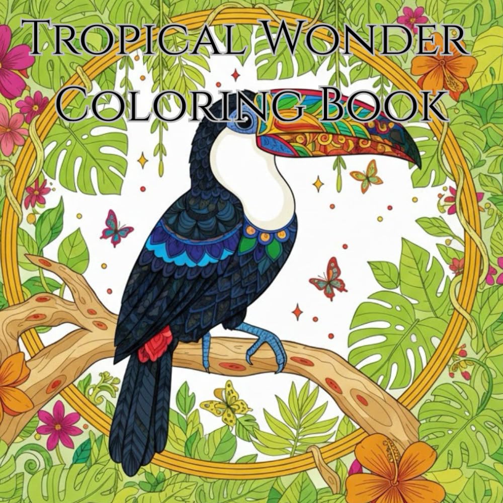 Tropical Wonder: Tropical Creatures Coloring Book: Color Your Worries Away