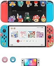 ENFILY Cute Case Compatible with Nintendo Switch OLED 2021, Dockable Case Cover, Ergonomic Soft TPU Grip Case for Joycon, Sparkle Skin Set with Screen Protector and Thumb Caps