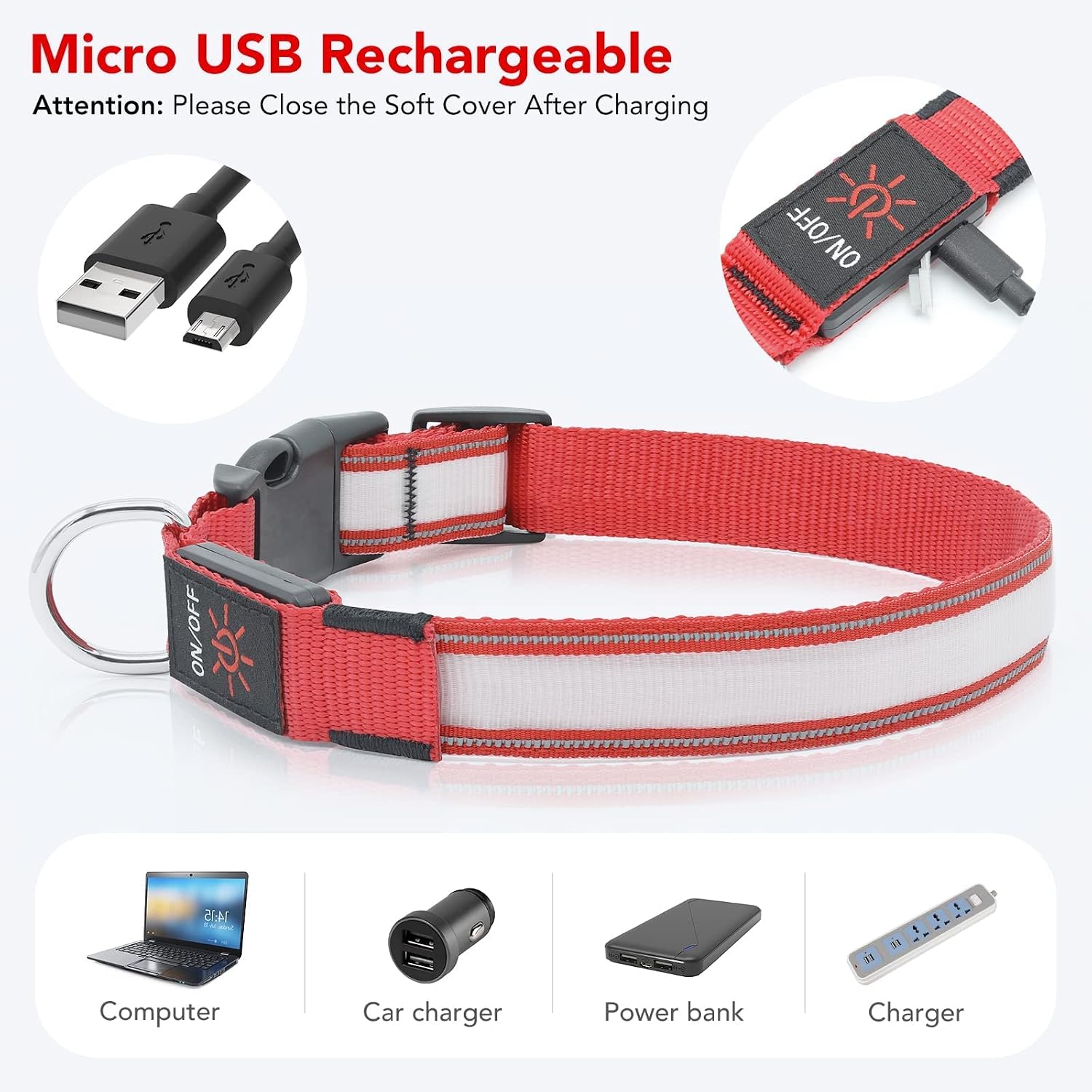 Visinite LED Dog Collar USB Rechargeable - Image 5