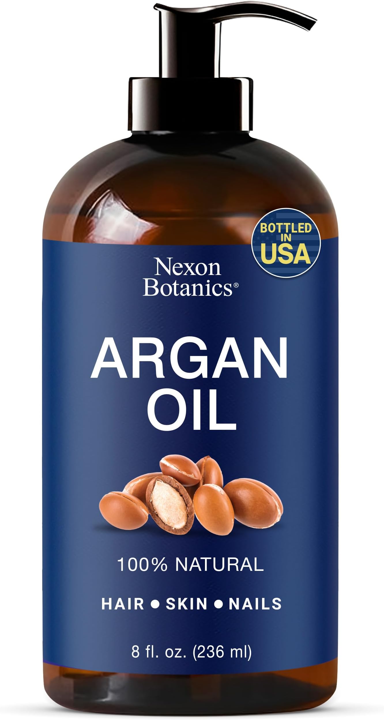 Argan Oil for Hair Growth 8 fl oz - 100% Natural Moroccan Argan oil for Face, Body, Skin and Nails - Aceite de Argan