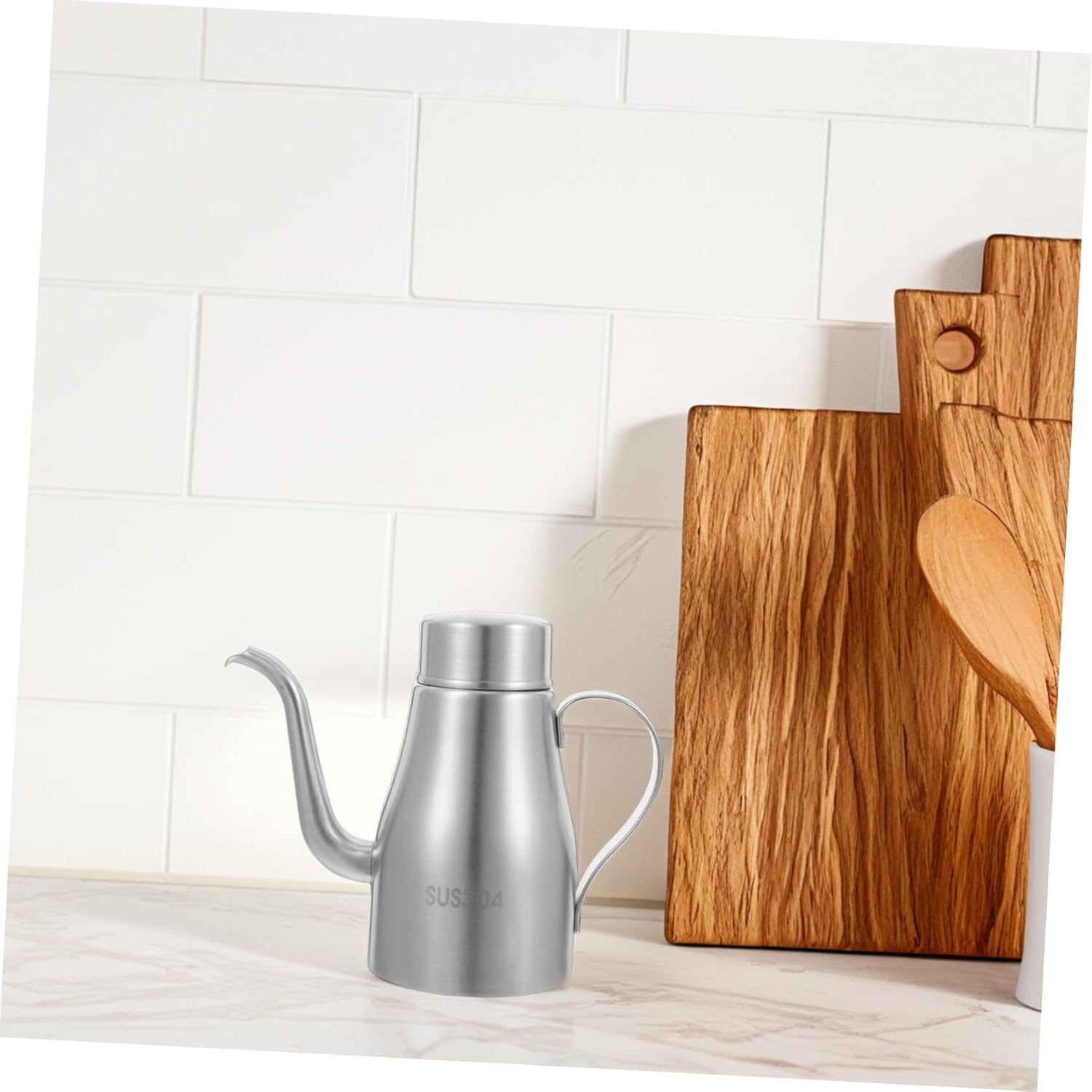 Cabilock 13oz Kitchen Oil Dispenser Stainless Steel Oil Bottle for Cooking Sprayer Shaker Maple Compartment Kettle Dispenser Dressing Kitchen Accessory