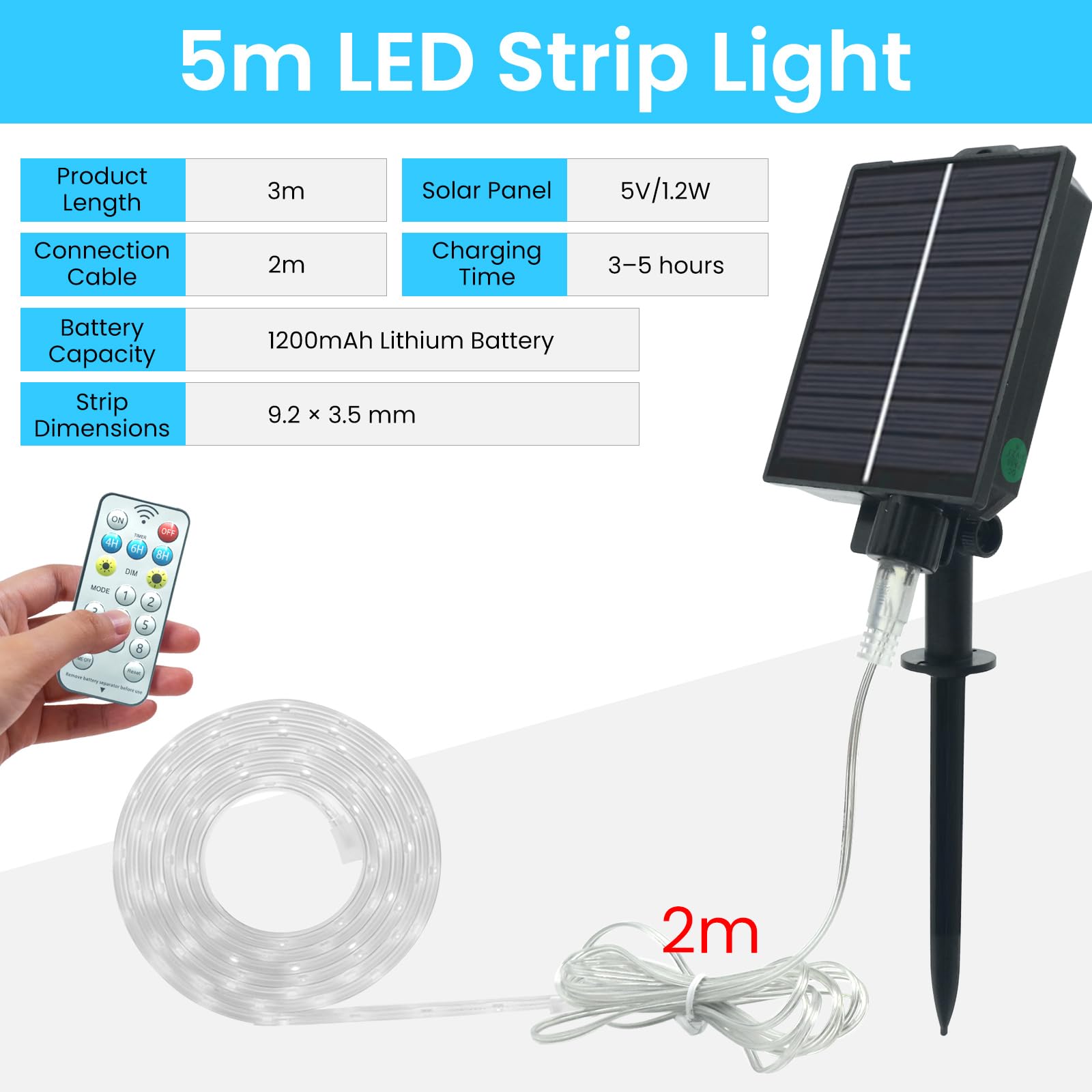 KISUFU Guirlande Solaire Exterieur, 2835 30M 1920 LEDs Lumineuse Étanche, 8 Modes Guirlande Lumineuse Exterieure Solaire Ruban LED Light Strip Pour Clôture Jardin Balcon Décoration.