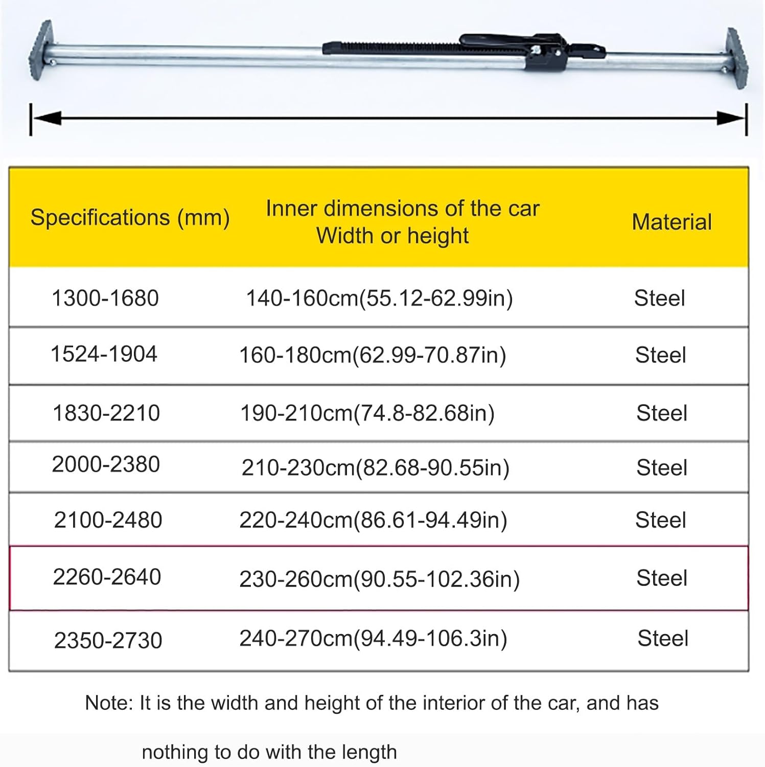 Adjustable Cargo Stabilizer Bar,Truck Bed Bar Ratcheting Cargo Bar,Adjustable Load Lock Bar for Jeep/Reefers/Minivan/SUV/Compact Trucks(1830-2210mm)