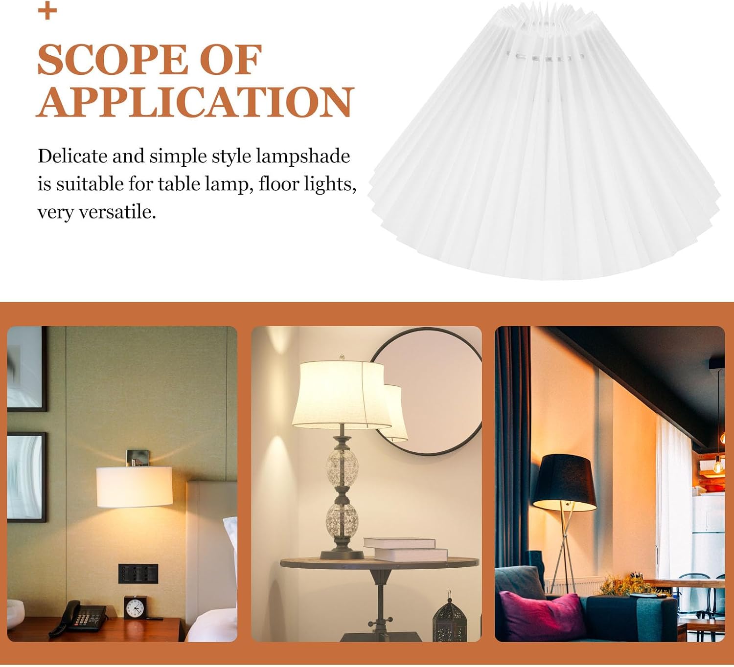 DOITOOL Pleated Lampshade Bedside Lampshade Large Lamp Shades for Table Lamps Lamp Shade for Table Wall Lamp Drum Lamp Shades Tapered Candles Clip on Lamp Shade Manual E27 White Iron Charm