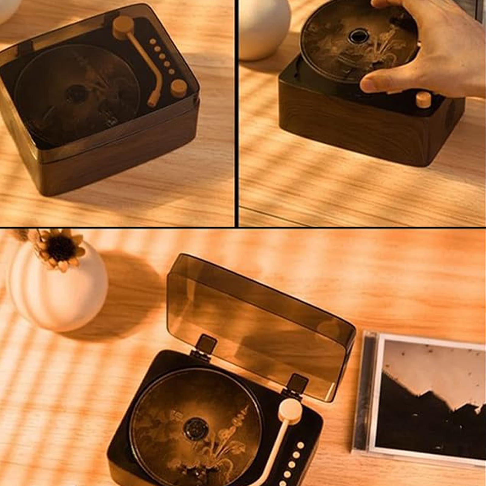 Lettore CD stereo con doppio altoparlante con effetto sonoro, ingresso/uscita Bluetooth/USB/U, batteria 2200 mA, copertura antipolvere - Modalità multiple