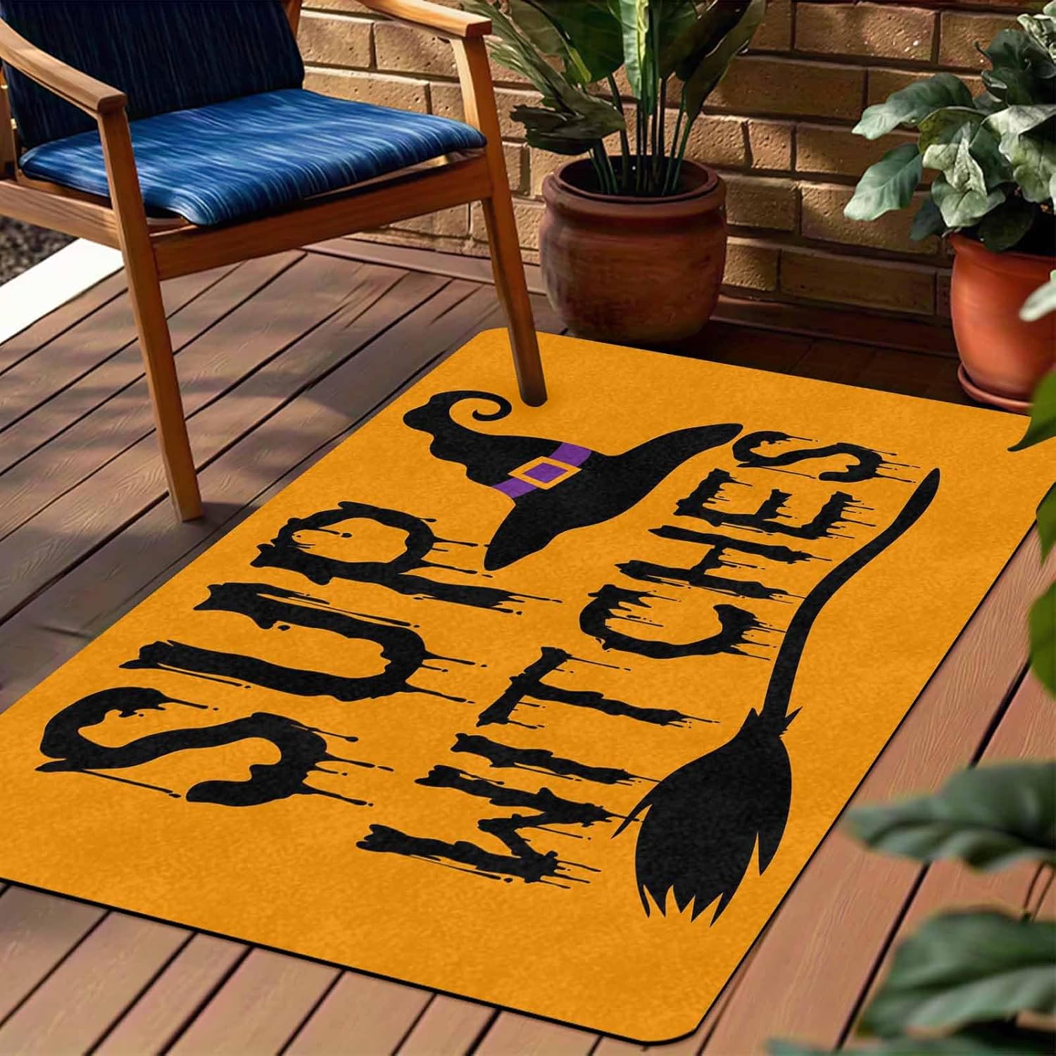 Whimsical Sup Witches -Halloween Welcome Door Mat Outdoor - 30 * 18 Inches - Doormat for Front Door - Witch Hat Floor Mat for Entryway,Bathroom,Porch,Indoor - Halloween Home Decor - Print Rubber Rug