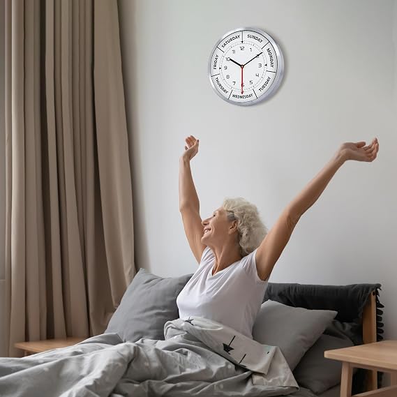 Lafocuse 12 Inch Day of The Week Clock for Retirees, Day Clocks for Seniors