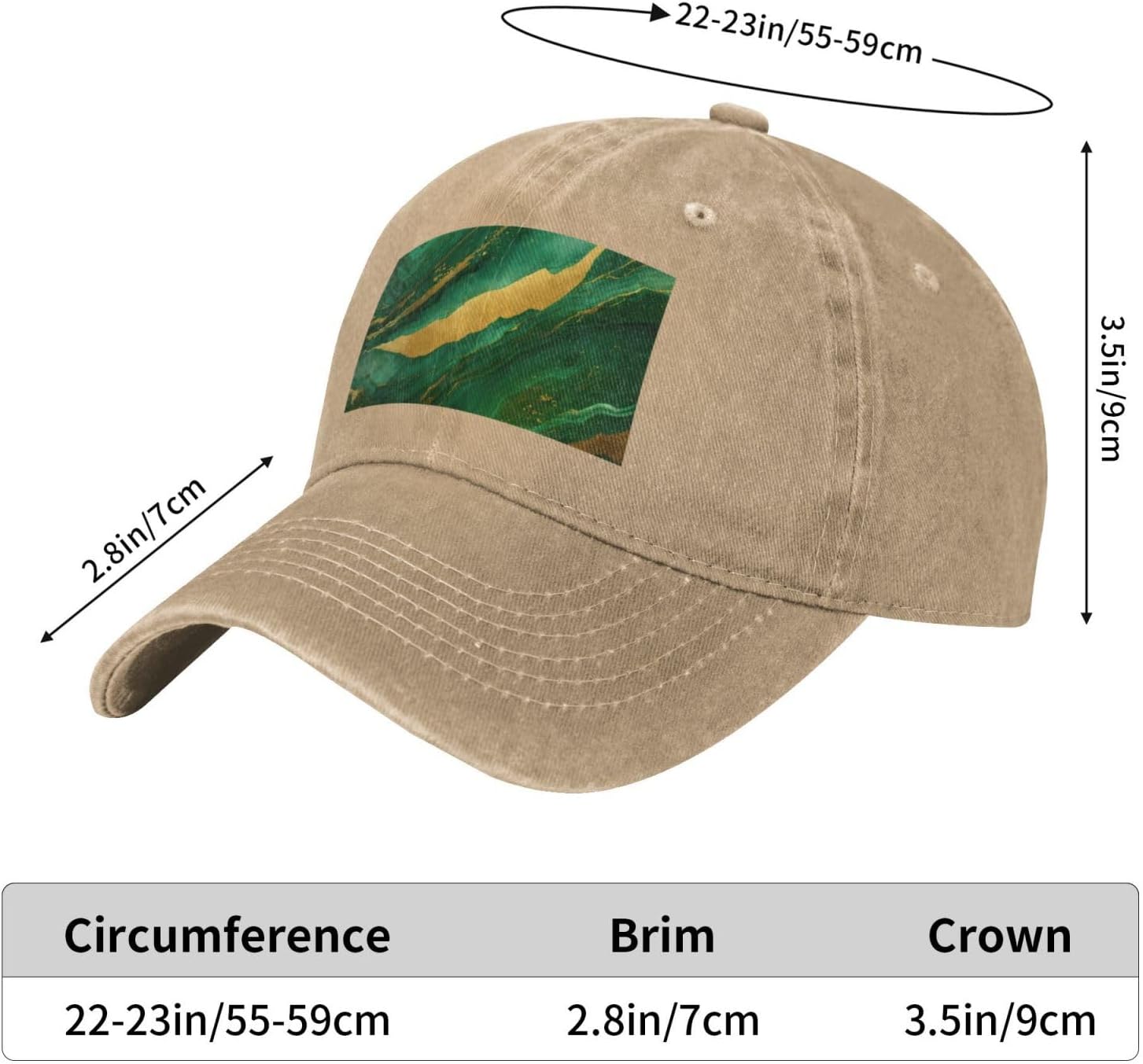 Black and Gold Geometric Print Cowboy Hat Personalized Baseball Cap Fashion Hat Cap Funny Gifts for Women Men