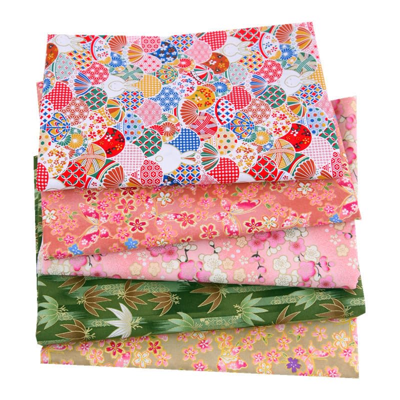 CraftsFabrics 5pcs Japanese Fabric Fat Quarters (Col 13) โ image 1