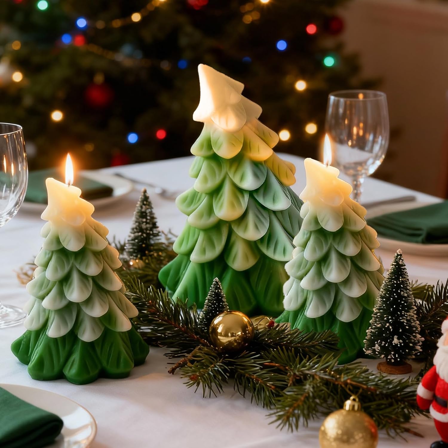 Christmas Candle Molds, Set of 2 Christmas Pinetree Making Molds image 2