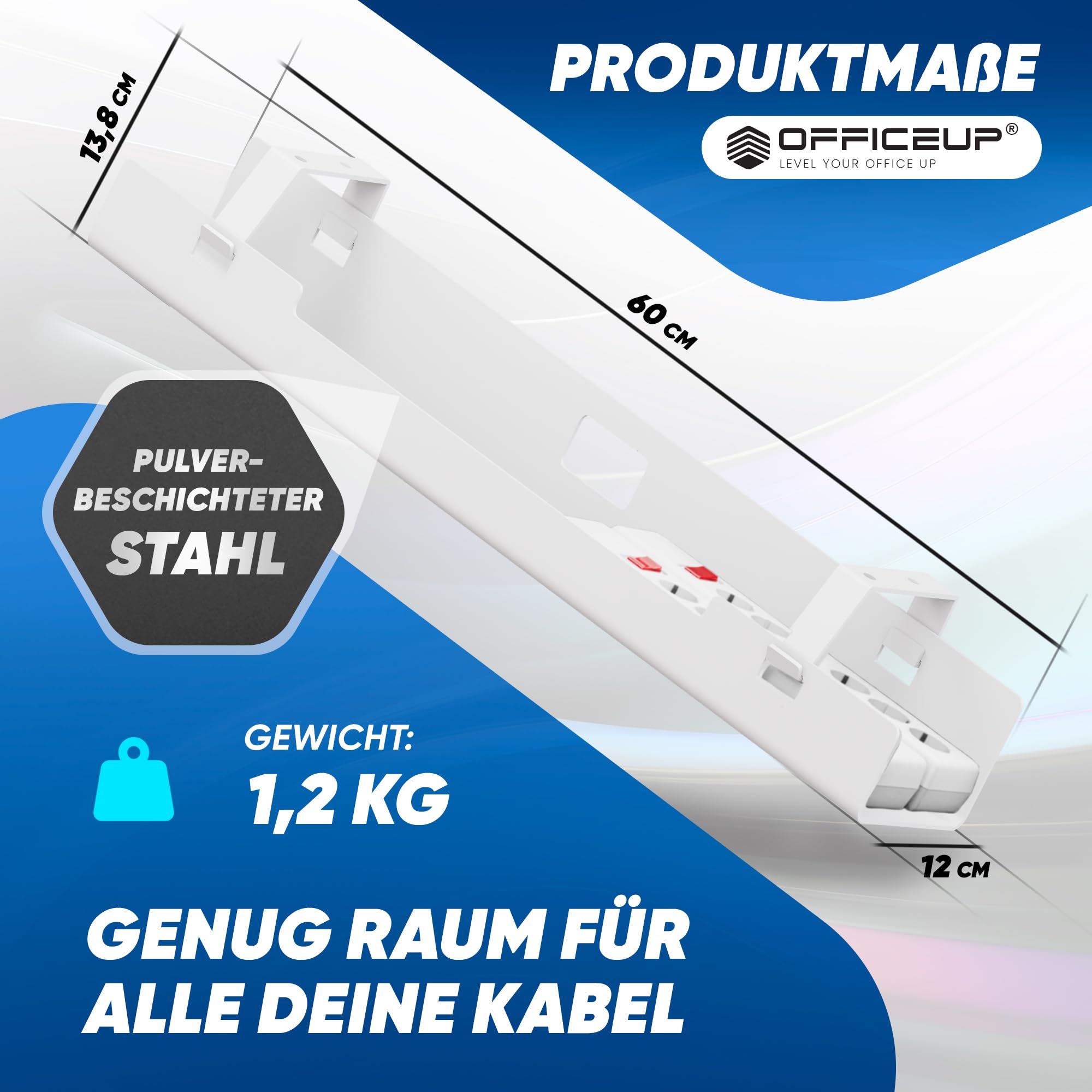 Canal de câbles de bureau - Kit complet de gestion des câbles - Support de câbles [amovible] - Goulotte de câbles - Maintenant disponible en blanc et noir