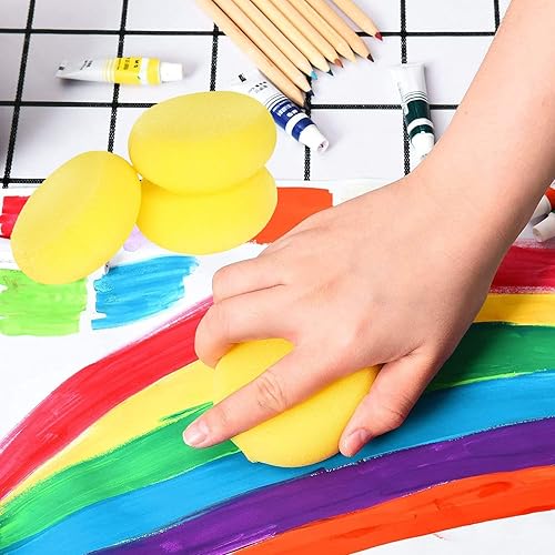 Miniatura 5 de 12 esponjas redondas de pintura WAFJAMF de 2.96 pulgadas de color amarillo, esponja de arcilla para pintura facial, manualidades