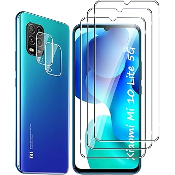 Tempered Glass Screen Protector Compatible with Xiaomi Mi 10 Lite 5G and Camera No Bubbles 9H Hardness Anti-Scratch HD Screen Protector for Xiaomi Mi 10 Lite 5G Pack of 3 + 2