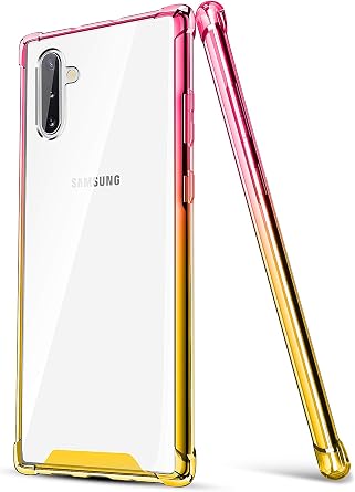 Samsung Galaxy Note 10 Case, Clear Galaxy Note 10 Case Cute Gradient Slim Phone Case Cover Reinforced TPU Bumper Shockproof Protective Case for Samsung Galaxy Note 10 2019 Pink Gold
