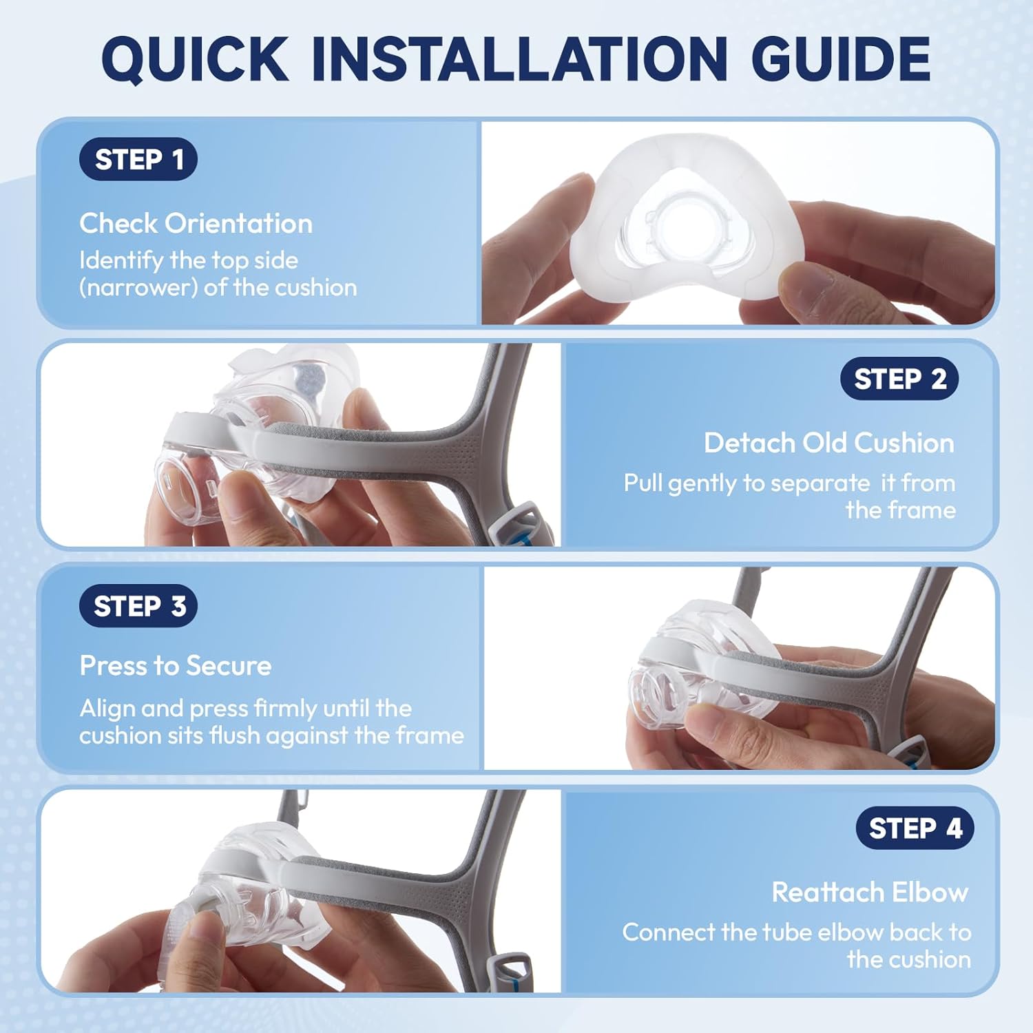 Replacement Nasal Cushion for ResMed AirFit N20, Compatible with Original Airfit N20 Frame, Reliable Seal & Perfect Fit Replacement Mask Cushion, Covers Nose, 2-Pack, Large - Image 7