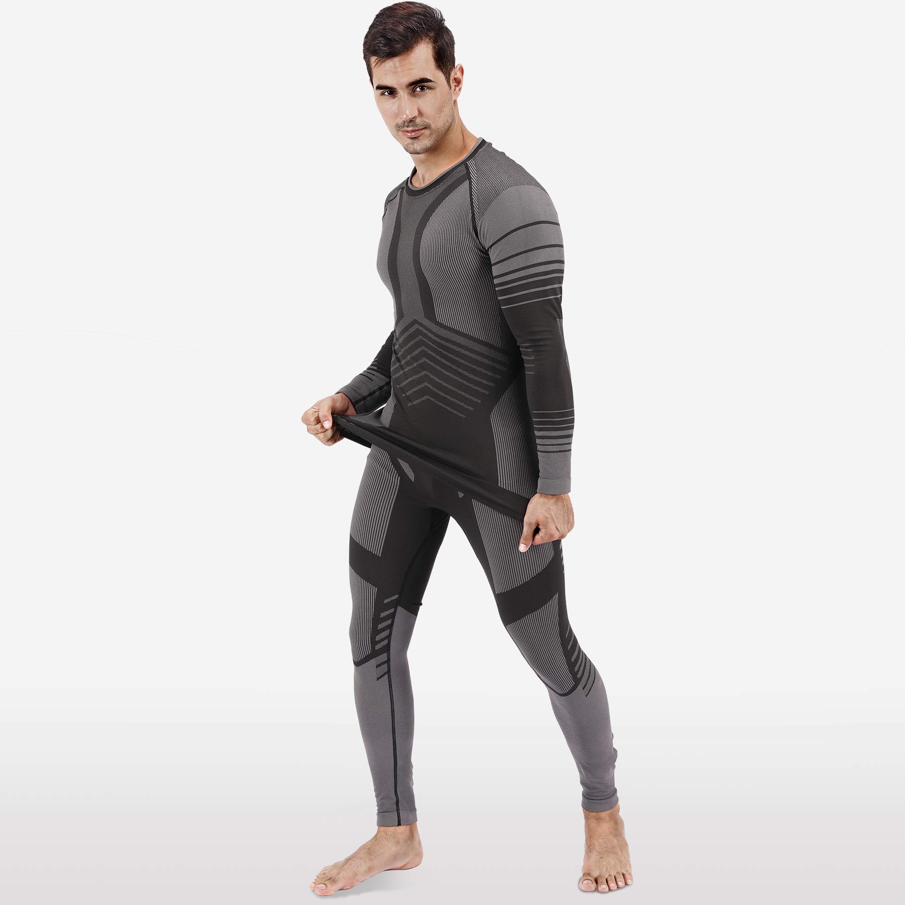 MEETYOO Biancheria Intima Termica Uomo, Intimo Termico Invernale Maglia Termici Pantaloni Base Layer per Sci Corsa Ciclismo