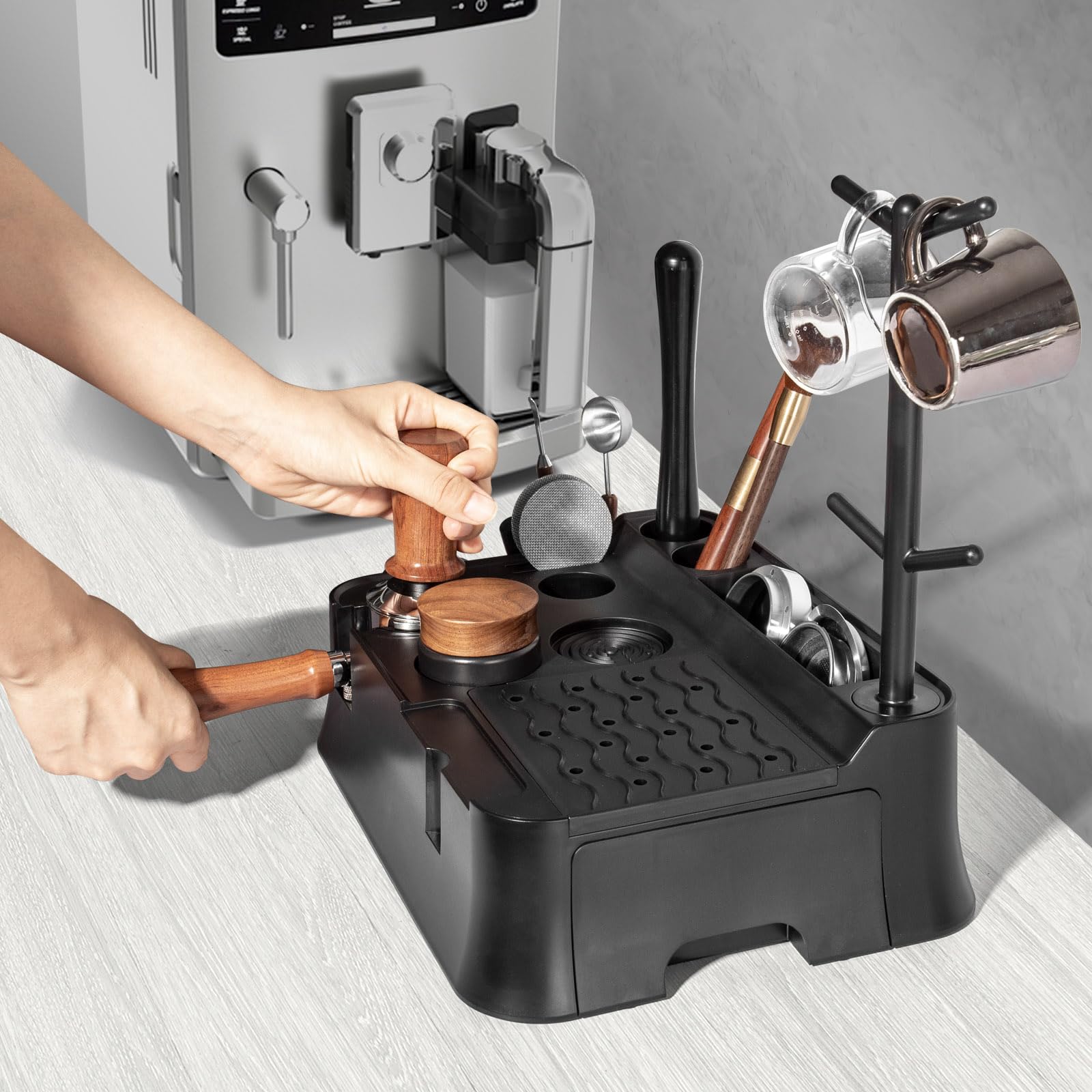 Estación de Tamping de 51-58mm, Tamper Station para Barista | Coffee Tamping Station Accesorios de Barista, Tamper Station Antideslizante,Soporte para Manipulación de Café,Accesorios Cafe