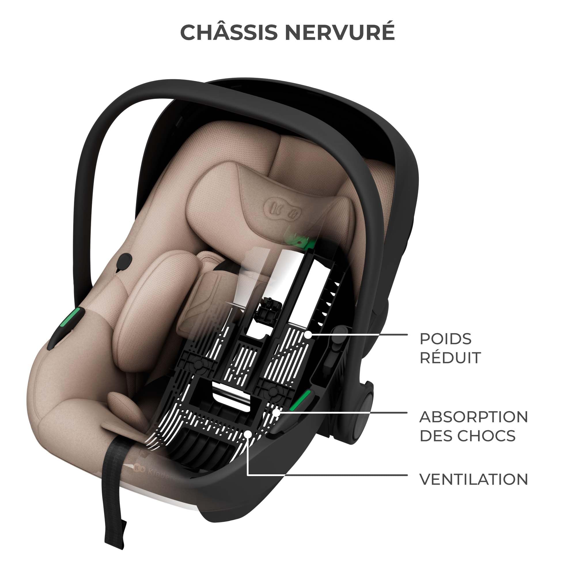 Kinderkraft I-LITE Siège Auto avec base ENDURA SAFE FX, siège auto pour bébé, i-Size, 40–87 cm, rotatif, ISOFIX, ERGO PAD, système modulaire, léger, 3,2 kg, harnais 5 points, 0–12 ans, Beige