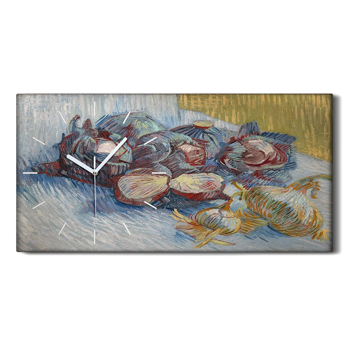 Horloge sur Toile Salon Moderne 60x30 Image Art Mural Cuisine Chou Rouge