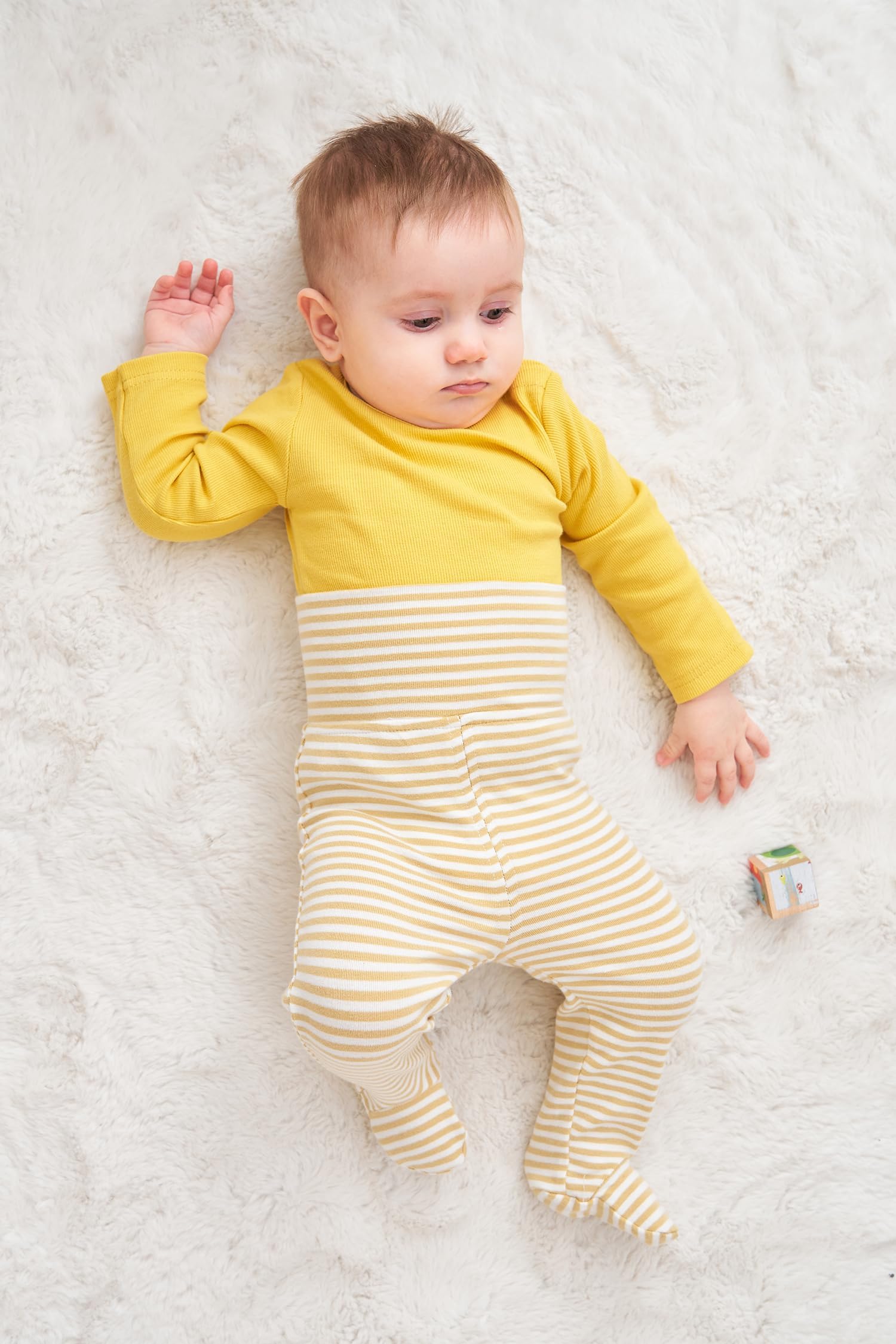 HahaNice Pantalones de bebé con pies ropa recién nacido-12 meses, paquete de 2
