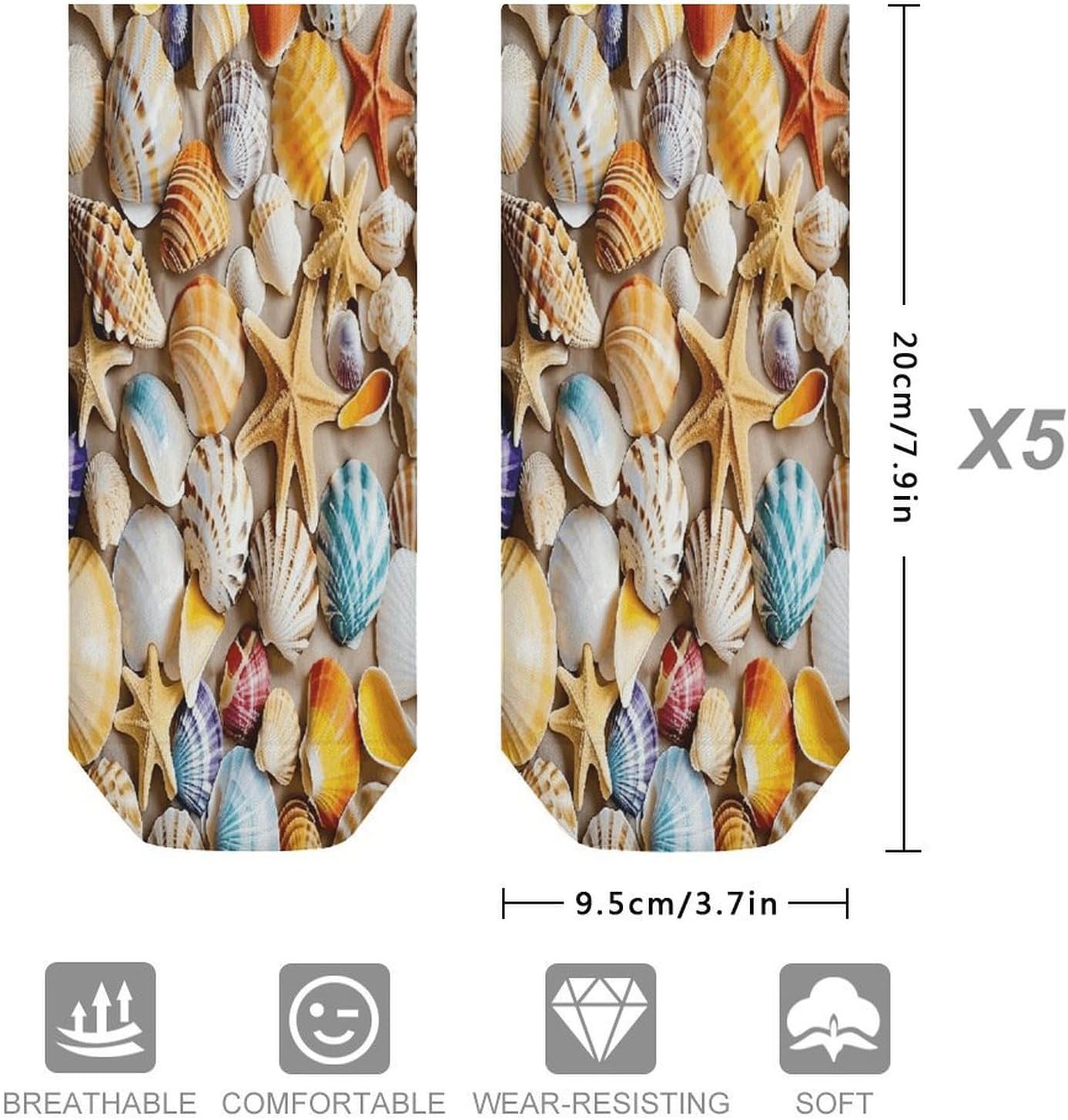 Colorful Shells And Starfish Ankle Sock Low Cut Socks Tube Socks for Sports