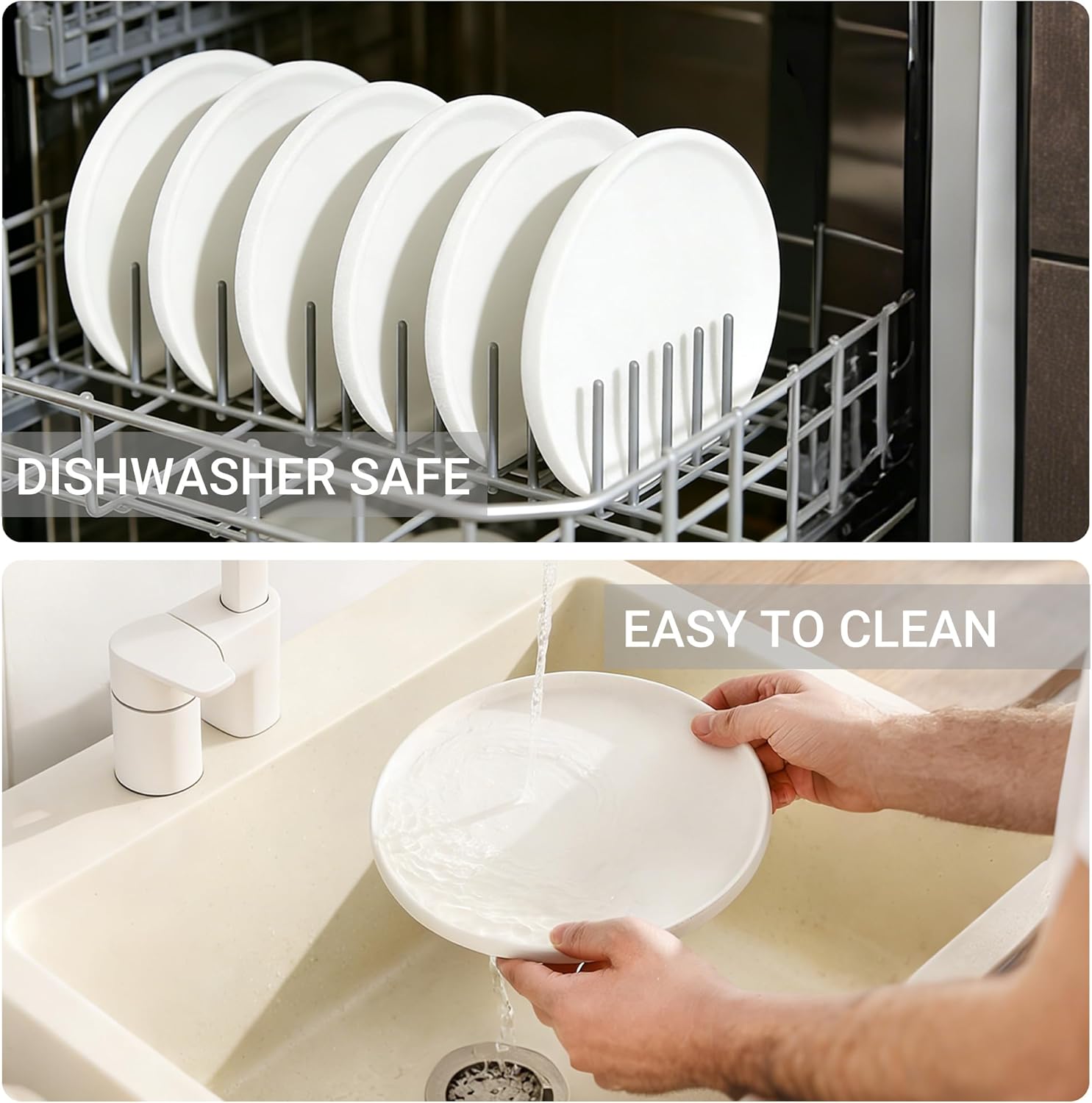 GZG Ceramic Salad Plates Set for 4,8 Inch Stoneware sets,Small Plates for Salads,Desserts,Appetizers,Microwave, Dishwasher,Oven Safe Serving Dish Set,Scratch Resistant,Ivory White - Image 5