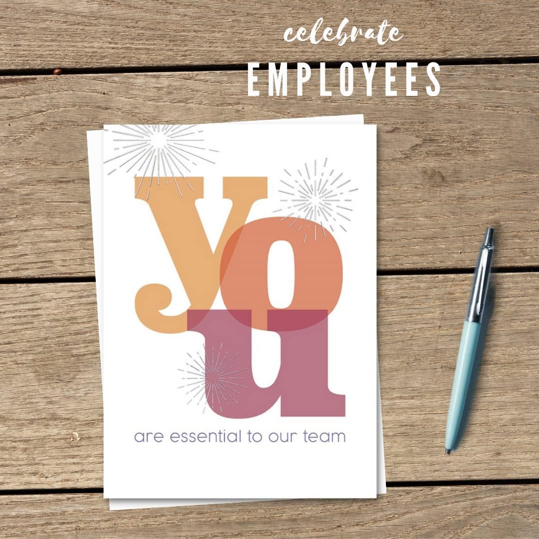 25 Employee Anniversary Cards - "You are Essential" Design - 26 White Envelopes - FSC Mix