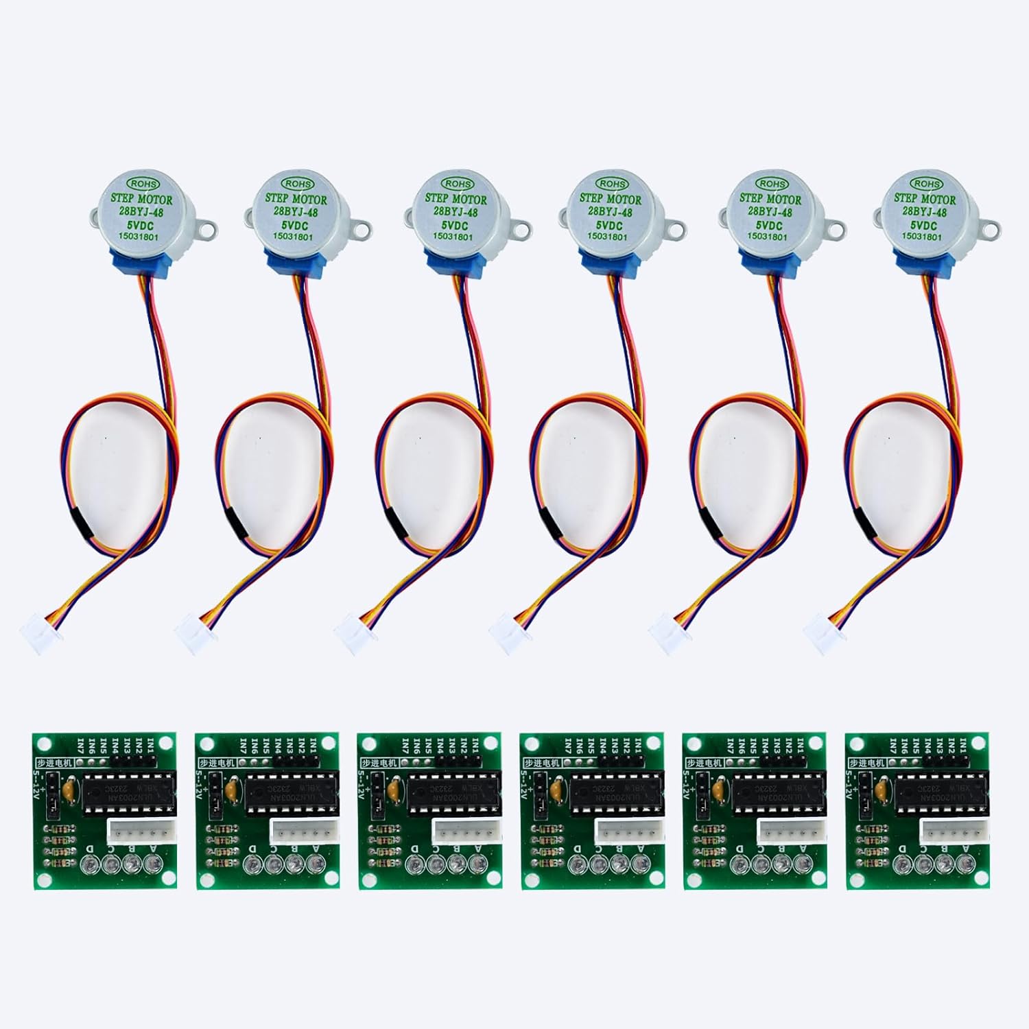6 PCS ULN2003 Stepper Motor Drive Module 28BYJ-48 DC 5V Stepper Motor