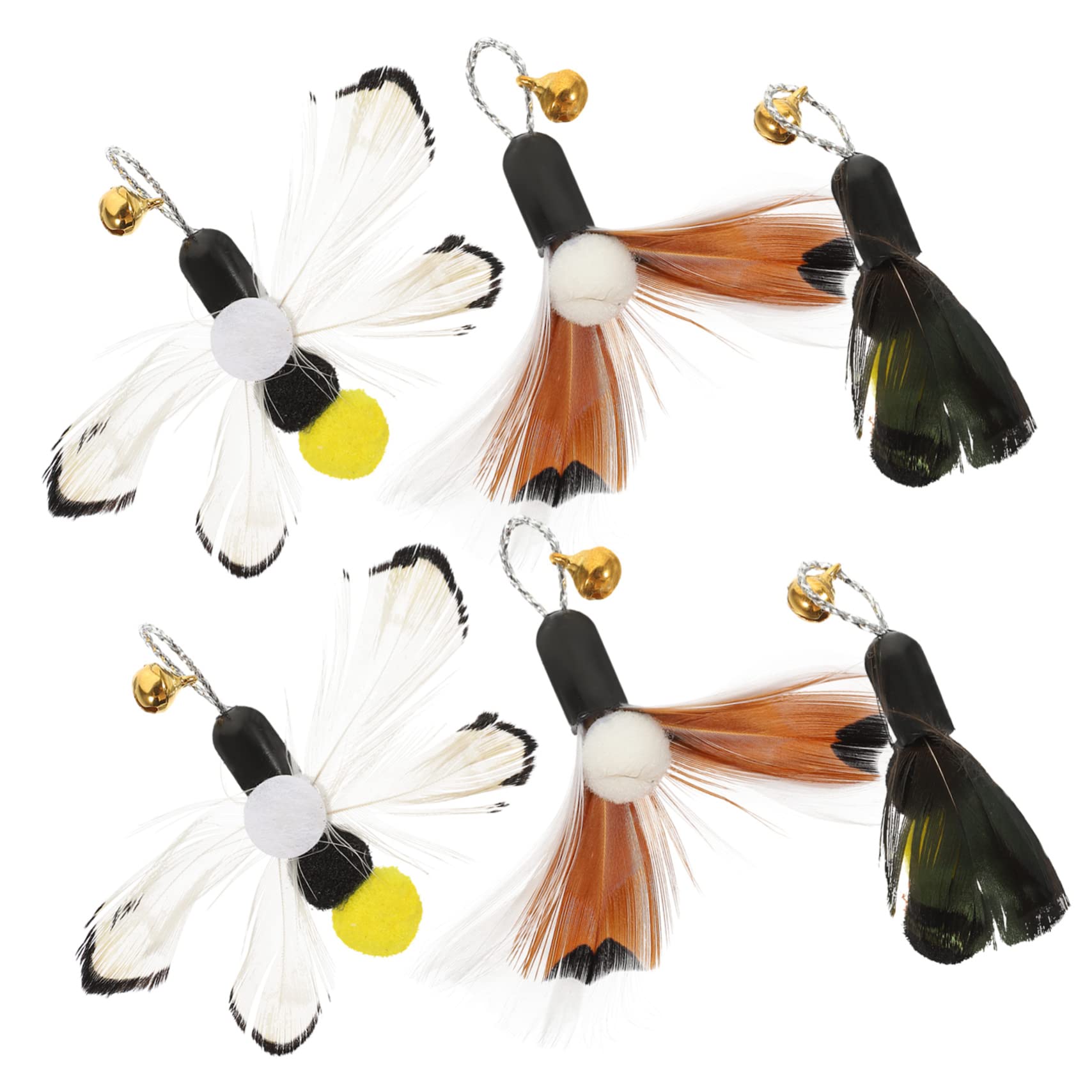 Yardwe 30pièces Recharges pour Canne à Chat Têtes Plume Et Insectes Jouets pour Intérieur