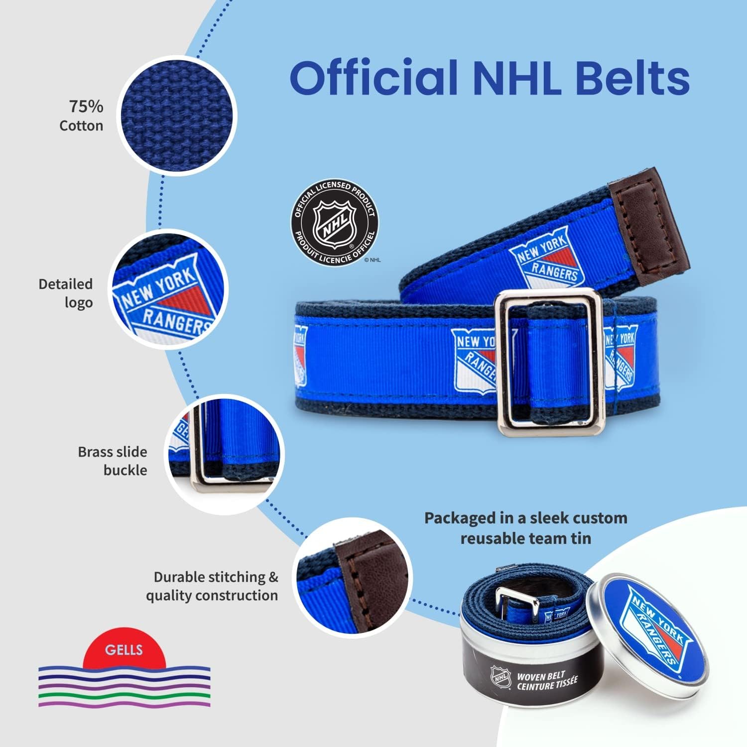 GELLS Washington Capitals NHL Hockey Belt Officially Licensed With Nickel Finished Brass Buckle And Logo Tin : Sports & Outdoors