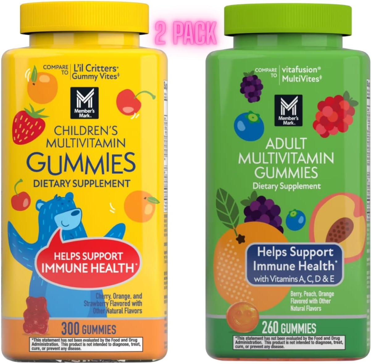 HomeRoots Member_Mark Children's Multivitamin Gummies | Assorted Fruit Flavors, 300 ct. | Children’s Daily Multivitamin Supplement | Natural Fruit Flavors | by R&C Store