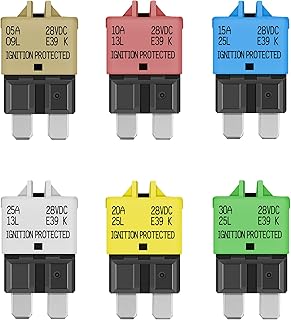 6 Packs Fuse Circuit Breaker Low Profile ATC/ATO Resettable Fuse 5A 10A 15A 20A 25A 30A (Mixed), 12V-32V