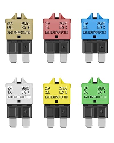 LENKRAD Fusible reiniciable automotriz 5A, 10A, 15A, 20A, 25A, 30A, ATC, ATO, surtido de fusibles de reinicio manual para automóvil, disyuntor de