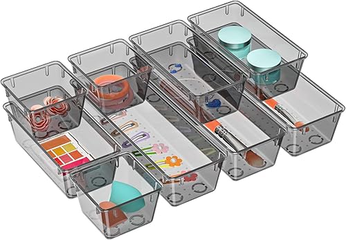 Miniatura 22 de WOWBOX Paquete de 12 organizadores de cajones transparentes, bandejas de almacenamiento de cajones de acrílico, contenedores de almacenamiento para