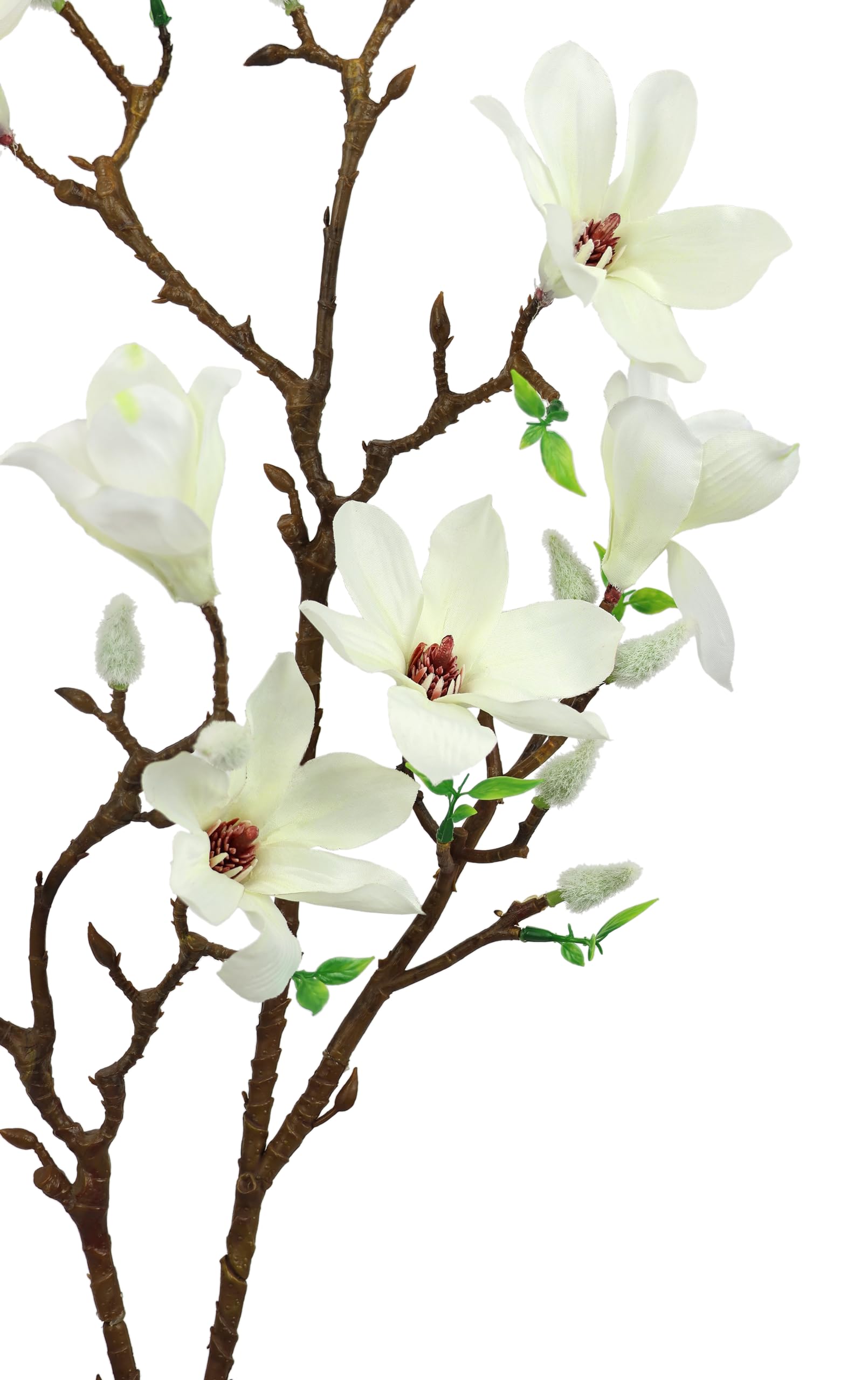 Gałązka magnolii, sztuczny kwiat, magnolia, wiązka sztucznych roślin, gałąź, dekoracja pokoju, delikatna wiosenna dekoracja, gałąź, pojedyncze kwiaty, pąki, kwiaty, bukiet ślubny, jedwabne kwiaty,
