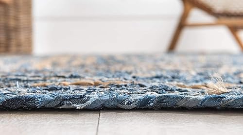 Miniatura 4 de Unique Loom Trenzado Chindi Collection - Alfombra de área azul moderna casual (2 pies x 3 pies)