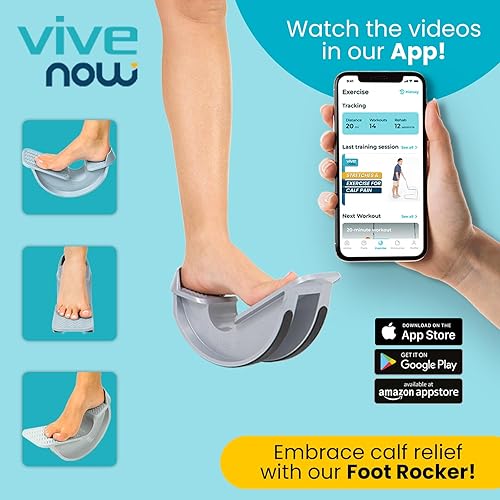 Vista 15 de Vive Balancín de pie, estirador de pantorrilla para tendinitis de Aquiles, talón, pies, espinilla, alivio del dolor de fascitis plantar, estira