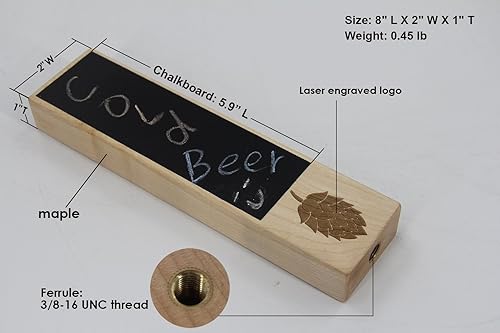 Miniatura 2 de Fanfoobi Mango de grifo de cerveza de pizarra para amantes de la cerveza de barril o bar, Hombrewer, 8 pulgadas de largo x 2 pulgadas de ancho,