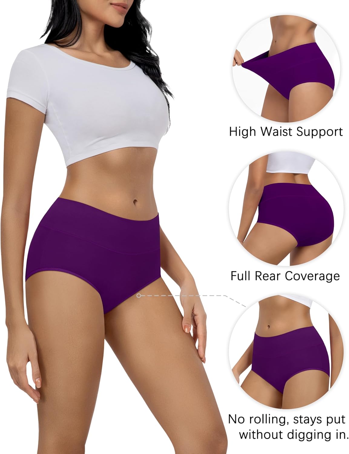 MIRITY Women's High Waist Cotton Underwear - Soft Full Coverage Briefs with Double-Layer Waistedband - Image 4