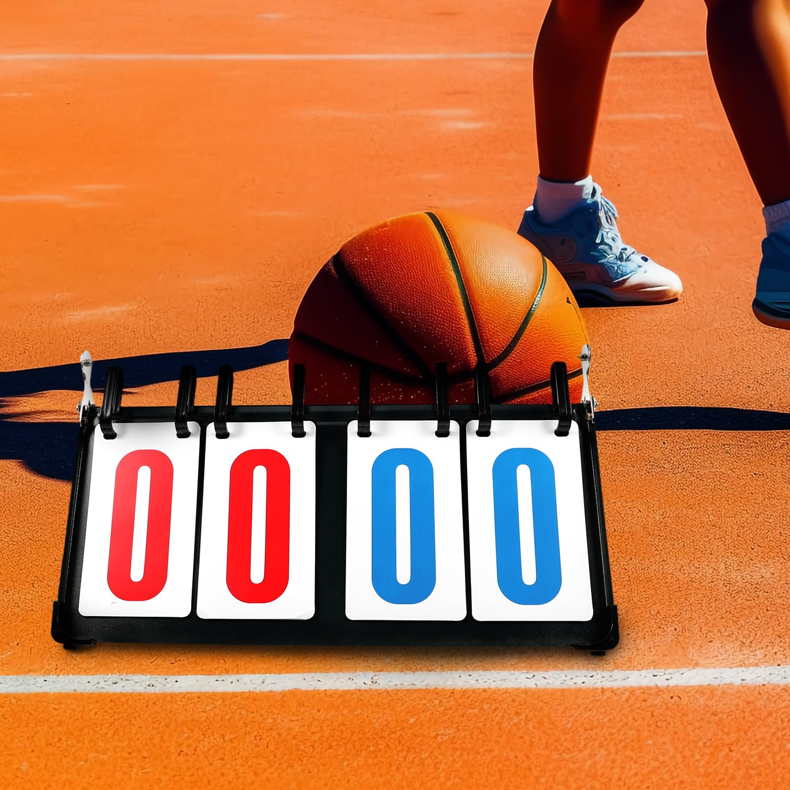 Mehrzweck Basketball Fußball Flip Scoreboard aus Verstärktem Stahlblech mit 4 stelliger Anzeige Tragbare Effiziente und Praktische PVC Anzeigetafel für Basketballspiele