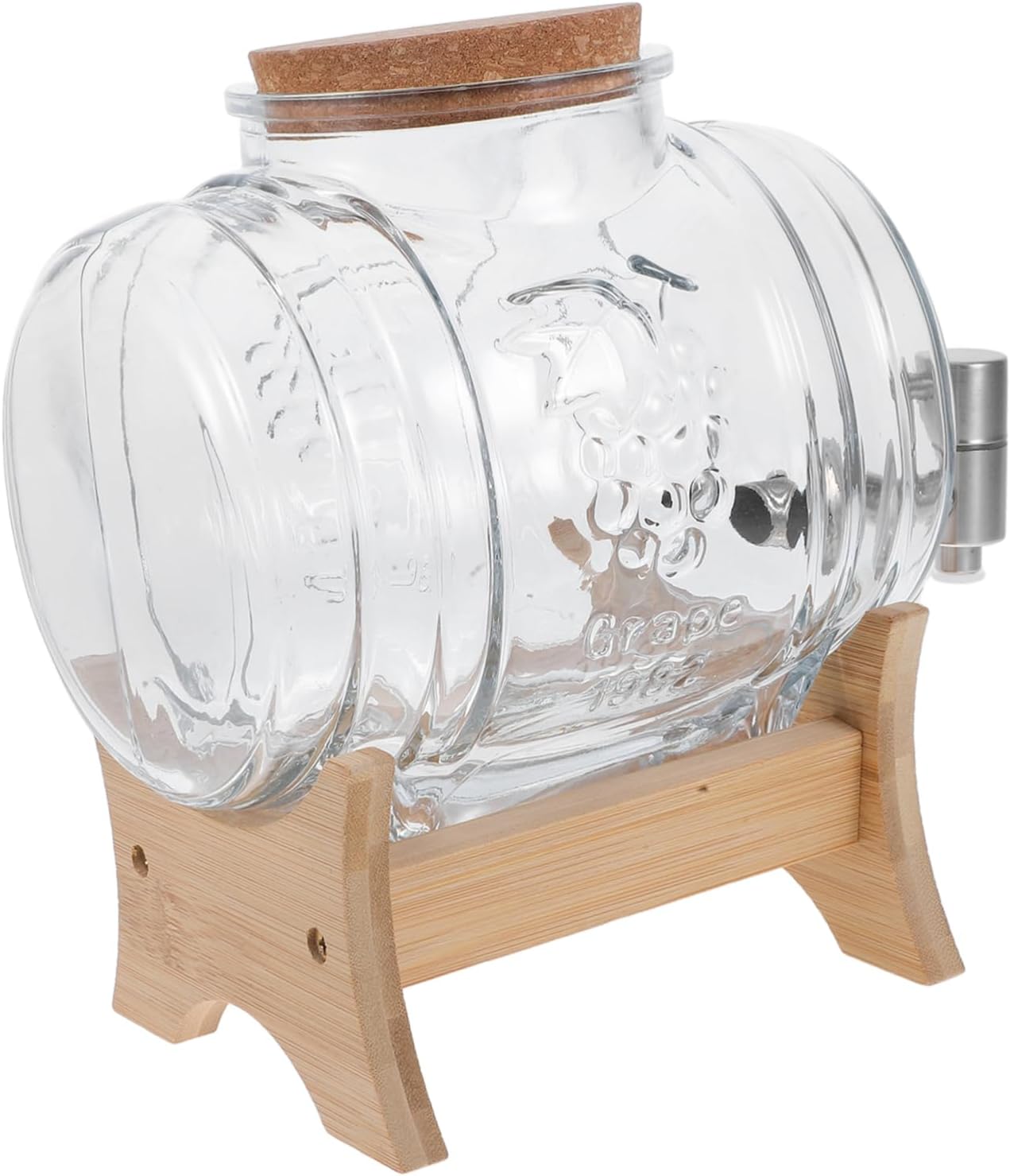 Cabilock 101oz Vintage Glass Beverage Dispenser Lid and Capacity for Wine Making and Cold Drinks Retro Style Barrel with Spigot for Parties and Daily Use