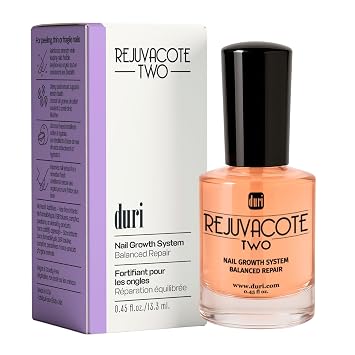 Duri Rejuvacote 2 Nail Growth Base and Top Coat, Balanced Repair - Nail Hardener for peeling, thin, or fragile nails (Pack of 1)
