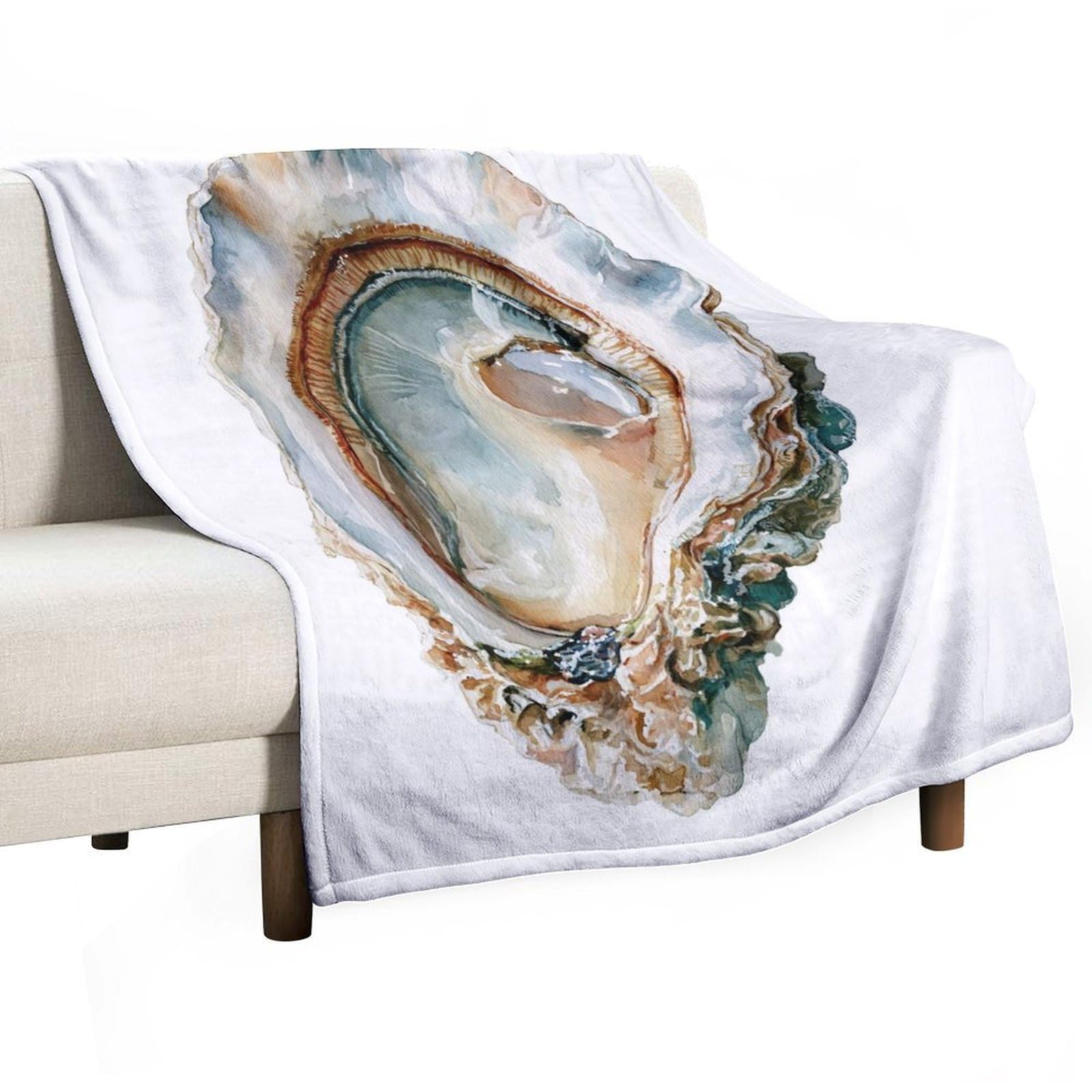 Jubonexis Watercolor Oyster Anti Pilling Throw Blankets Cozy Durable Blanket for Bedroom Living Rooms Couch Sofa Bed 130x150cm(50x60in)